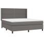 vidaXL Boxspringbett mit Matratze Grau 180x200 cm Kunstleder vidaXL Boxspringbett mit Matratze Grau 180x200 cm Kunstleder