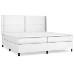 vidaXL Boxspringbett mit Matratze Weiß 200x200 cm Kunstleder