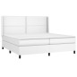 vidaXL Boxspringbett mit Matratze Weiß 200x200 cm Kunstleder vidaXL Boxspringbett mit Matratze Weiß 200x200 cm Kunstleder