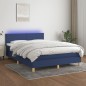 vidaXL Boxspringbett mit Matratze & LED Blau 140x200 cm Stoff vidaXL Boxspringbett mit Matratze & LED Blau 140x200 cm Stoff