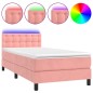 vidaXL Boxspringbett mit Matratze & LED Rosa 80x200 cm Samt vidaXL Boxspringbett mit Matratze & LED Rosa 80x200 cm Samt