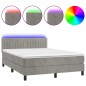 vidaXL Boxspringbett mit Matratze & LED Hellgrau 140x200 cm Samt vidaXL Boxspringbett mit Matratze & LED Hellgrau 140x200 cm Samt