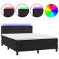 vidaXL Boxspringbett mit Matratze & LED Schwarz 140x190 cm Samt vidaXL Boxspringbett mit Matratze & LED Schwarz 140x190 cm Samt
