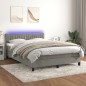 vidaXL Boxspringbett mit Matratze & LED Hellgrau 140x190 cm Samt vidaXL Boxspringbett mit Matratze & LED Hellgrau 140x190 cm Samt
