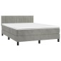 vidaXL Boxspringbett mit Matratze & LED Hellgrau 140x190 cm Samt vidaXL Boxspringbett mit Matratze & LED Hellgrau 140x190 cm Samt