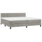 vidaXL Boxspringbett mit Matratze & LED Hellgrau 200x200 cm Samt vidaXL Boxspringbett mit Matratze & LED Hellgrau 200x200 cm Samt