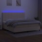 vidaXL Boxspringbett mit Matratze & LED Creme 200x200 cm Stoff vidaXL Boxspringbett mit Matratze & LED Creme 200x200 cm Stoff