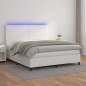 vidaXL Boxspringbett mit Matratze & LED Weiß 160x200 cm Kunstleder vidaXL Boxspringbett mit Matratze & LED Weiß 160x200 cm Kunstleder