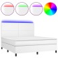 vidaXL Boxspringbett mit Matratze & LED Weiß 160x200 cm Kunstleder vidaXL Boxspringbett mit Matratze & LED Weiß 160x200 cm Kunstleder