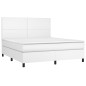 vidaXL Boxspringbett mit Matratze & LED Weiß 160x200 cm Kunstleder vidaXL Boxspringbett mit Matratze & LED Weiß 160x200 cm Kunstleder