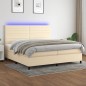 vidaXL Boxspringbett mit Matratze & LED Creme 200x200 cm Stoff vidaXL Boxspringbett mit Matratze & LED Creme 200x200 cm Stoff