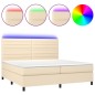 vidaXL Boxspringbett mit Matratze & LED Creme 200x200 cm Stoff vidaXL Boxspringbett mit Matratze & LED Creme 200x200 cm Stoff