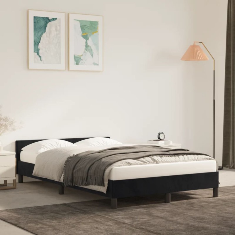 Bettgestell mit Kopfteil Schwarz 120x200 cm Samt Bettgestell mit Kopfteil Schwarz 120x200 cm Samt