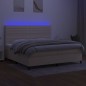 vidaXL Boxspringbett mit Matratze & LED Creme 200x200 cm Stoff vidaXL Boxspringbett mit Matratze & LED Creme 200x200 cm Stoff