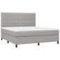 vidaXL Boxspringbett mit Matratze & LED Hellgrau 160x200 cm Stoff vidaXL Boxspringbett mit Matratze & LED Hellgrau 160x200 cm Stoff