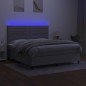 vidaXL Boxspringbett mit Matratze & LED Hellgrau 160x200 cm Stoff vidaXL Boxspringbett mit Matratze & LED Hellgrau 160x200 cm Stoff