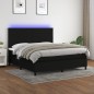 vidaXL Boxspringbett mit Matratze & LED Schwarz 160x200 cm Stoff vidaXL Boxspringbett mit Matratze & LED Schwarz 160x200 cm Stoff