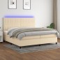 vidaXL Boxspringbett mit Matratze & LED Creme 200x200 cm Stoff vidaXL Boxspringbett mit Matratze & LED Creme 200x200 cm Stoff