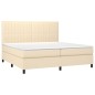 vidaXL Boxspringbett mit Matratze & LED Creme 200x200 cm Stoff vidaXL Boxspringbett mit Matratze & LED Creme 200x200 cm Stoff
