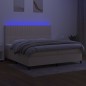 vidaXL Boxspringbett mit Matratze & LED Creme 200x200 cm Stoff vidaXL Boxspringbett mit Matratze & LED Creme 200x200 cm Stoff