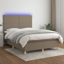 vidaXL Boxspringbett mit Matratze & LED Taupe 140x190 cm Stoff