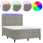 vidaXL Boxspringbett mit Matratze & LED Hellgrau 140x190 cm Samt vidaXL Boxspringbett mit Matratze & LED Hellgrau 140x190 cm Samt