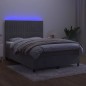 vidaXL Boxspringbett mit Matratze & LED Hellgrau 140x190 cm Samt vidaXL Boxspringbett mit Matratze & LED Hellgrau 140x190 cm Samt