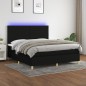 vidaXL Boxspringbett mit Matratze & LED Schwarz 180x200 cm Stoff vidaXL Boxspringbett mit Matratze & LED Schwarz 180x200 cm Stoff
