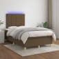 vidaXL Boxspringbett mit Matratze & LED Dunkelbraun 120x200 cm Stoff vidaXL Boxspringbett mit Matratze & LED Dunkelbraun 120x200 cm Stoff