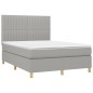 vidaXL Boxspringbett mit Matratze & LED Hellgrau 140x190 cm Stoff vidaXL Boxspringbett mit Matratze & LED Hellgrau 140x190 cm Stoff