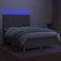 vidaXL Boxspringbett mit Matratze & LED Hellgrau 140x190 cm Stoff vidaXL Boxspringbett mit Matratze & LED Hellgrau 140x190 cm Stoff
