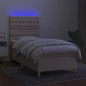 vidaXL Boxspringbett mit Matratze & LED Creme 90x200 cm Stoff vidaXL Boxspringbett mit Matratze & LED Creme 90x200 cm Stoff