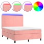 vidaXL Boxspringbett mit Matratze & LED Rosa 140x200 cm Samt vidaXL Boxspringbett mit Matratze & LED Rosa 140x200 cm Samt
