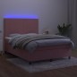 vidaXL Boxspringbett mit Matratze & LED Rosa 140x200 cm Samt vidaXL Boxspringbett mit Matratze & LED Rosa 140x200 cm Samt