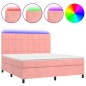vidaXL Boxspringbett mit Matratze & LED Rosa 160x200 cm Samt vidaXL Boxspringbett mit Matratze & LED Rosa 160x200 cm Samt