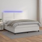 vidaXL Boxspringbett mit Matratze & LED Weiß 180x200 cm Kunstleder vidaXL Boxspringbett mit Matratze & LED Weiß 180x200 cm Kunstleder