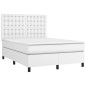vidaXL Boxspringbett mit Matratze & LED Weiß 140x190 cm Kunstleder vidaXL Boxspringbett mit Matratze & LED Weiß 140x190 cm Kunstleder