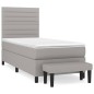 vidaXL Boxspringbett mit Matratze Hellgrau 100x200 cm Stoff vidaXL Boxspringbett mit Matratze Hellgrau 100x200 cm Stoff