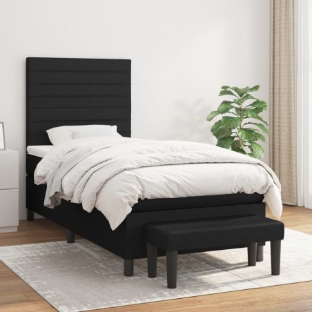 vidaXL Boxspringbett mit Matratze Schwarz 90x190 cm Stoff