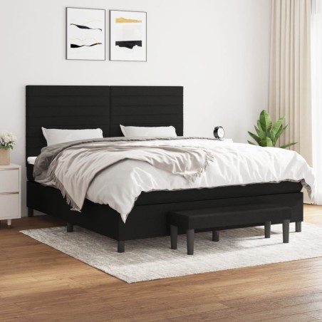 vidaXL Boxspringbett mit Matratze Schwarz 160x200 cm Stoff