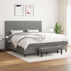vidaXL Boxspringbett mit Matratze Dunkelgrau 200x200 cm Stoff