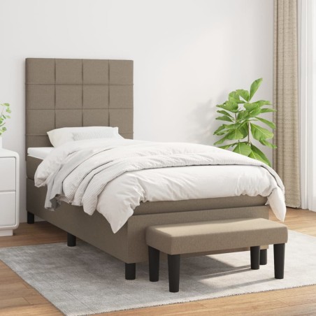 vidaXL Boxspringbett mit Matratze Taupe 90x200 cm Stoff