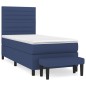 vidaXL Boxspringbett mit Matratze Blau 90x200 cm Stoff vidaXL Boxspringbett mit Matratze Blau 90x200 cm Stoff