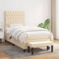 vidaXL Boxspringbett mit Matratze Creme 90x200 cm Stoff vidaXL Boxspringbett mit Matratze Creme 90x200 cm Stoff