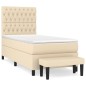 vidaXL Boxspringbett mit Matratze Creme 90x200 cm Stoff vidaXL Boxspringbett mit Matratze Creme 90x200 cm Stoff