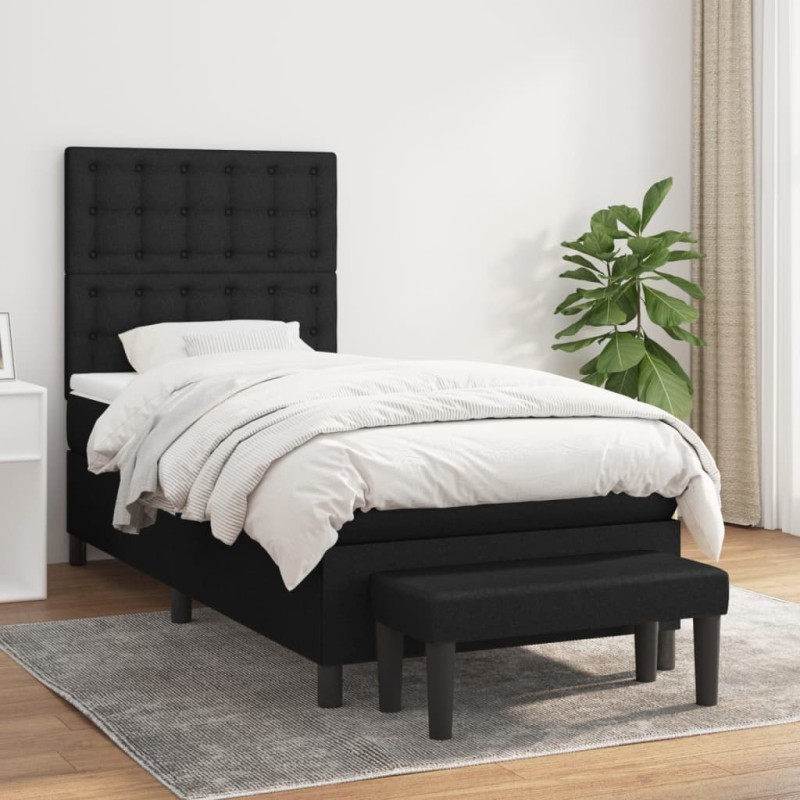 vidaXL Boxspringbett mit Matratze Schwarz 80x200 cm Stoff vidaXL Boxspringbett mit Matratze Schwarz 80x200 cm Stoff