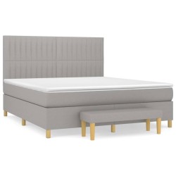 vidaXL Boxspringbett mit Matratze Hellgrau 160x200 cm Stoff