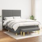 vidaXL Boxspringbett mit Matratze Dunkelgrau 140x190 cm Stoff vidaXL Boxspringbett mit Matratze Dunkelgrau 140x190 cm Stoff