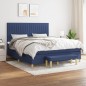 vidaXL Boxspringbett mit Matratze Blau 160x200 cm Stoff vidaXL Boxspringbett mit Matratze Blau 160x200 cm Stoff