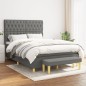 vidaXL Boxspringbett mit Matratze Dunkelgrau 140x190 cm Stoff vidaXL Boxspringbett mit Matratze Dunkelgrau 140x190 cm Stoff